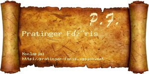Pratinger Fóris névjegykártya